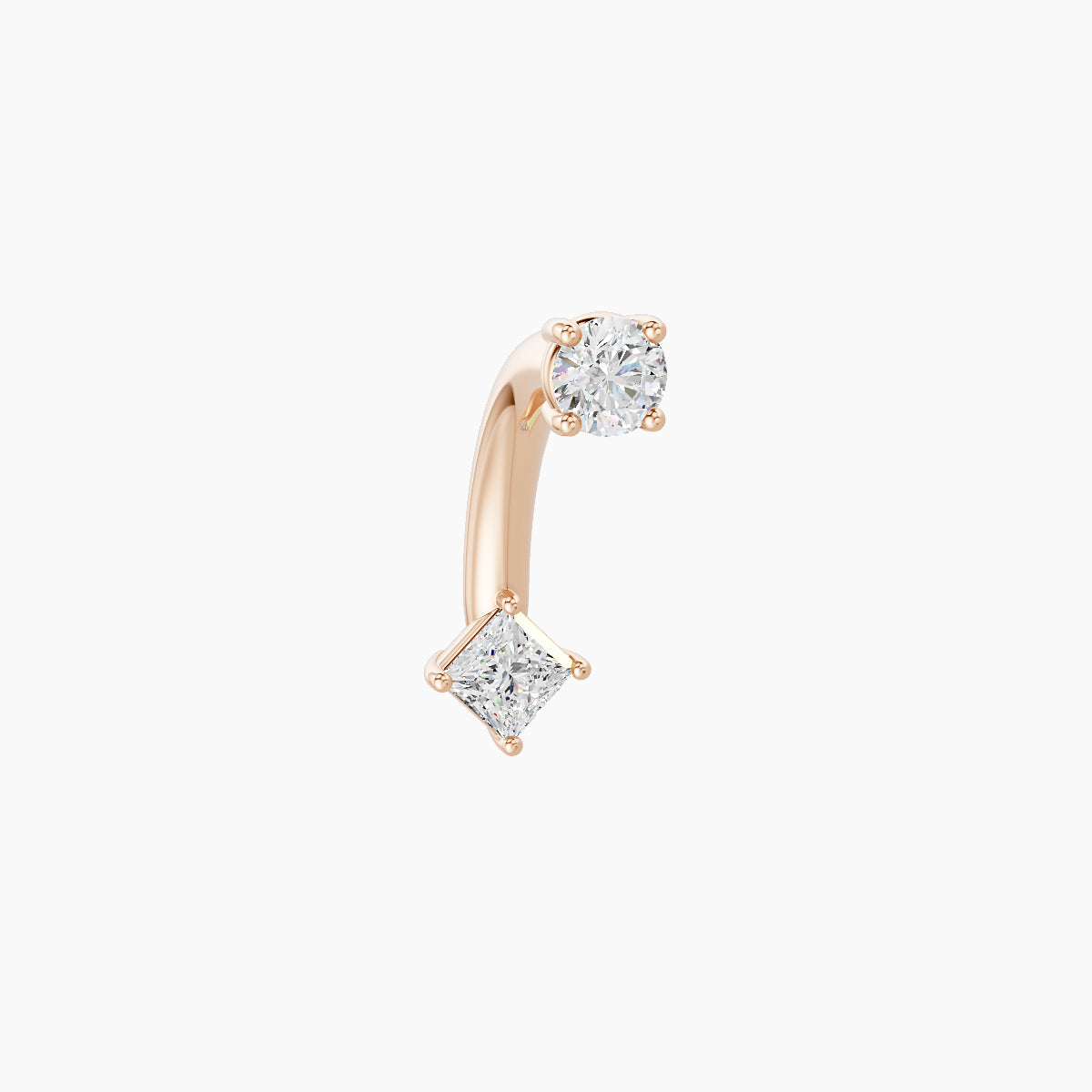 Nut | 18k Rose Gold 3 mm 8 mm Princess Diamond Navel Piercing