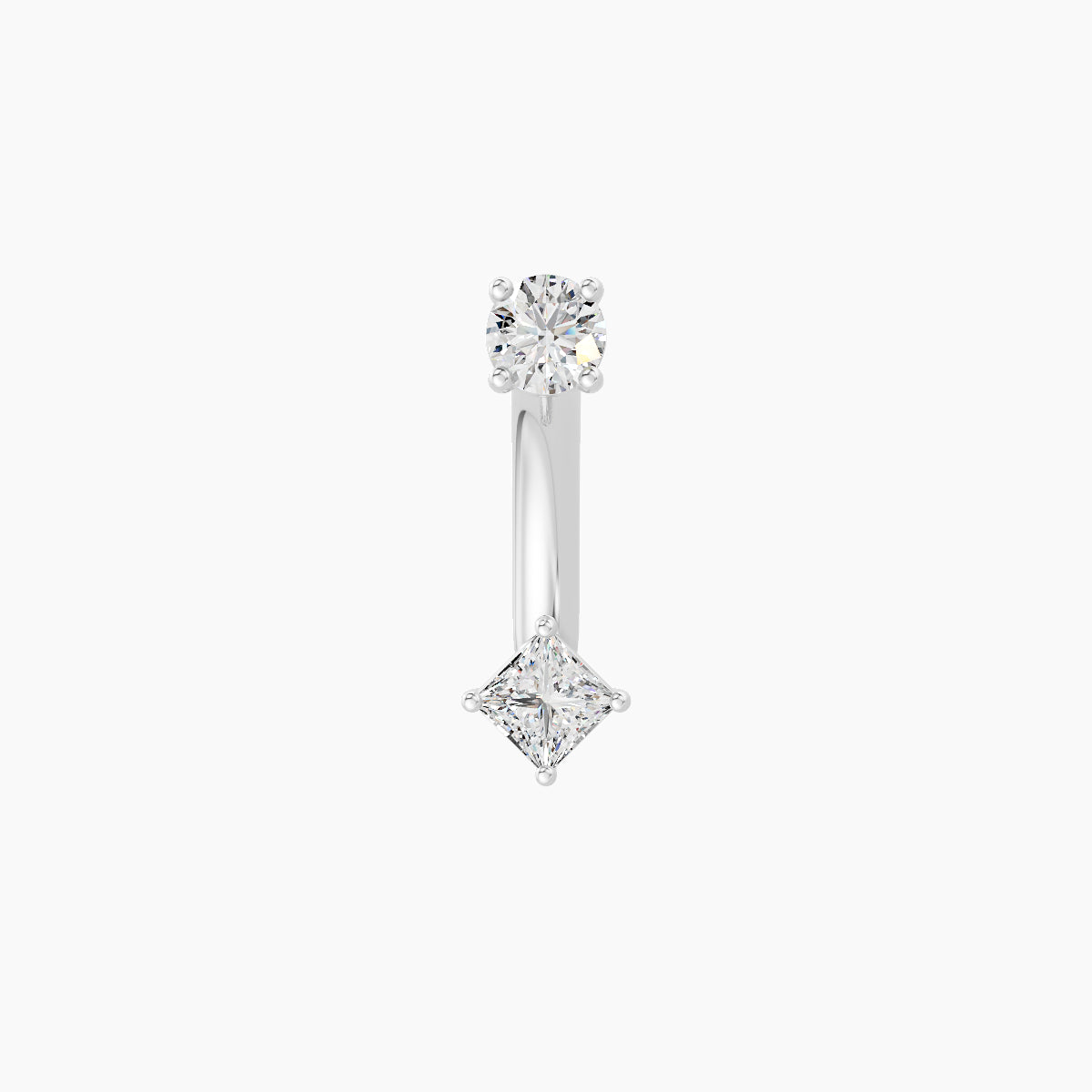 Nut | 18k White Gold 3 mm 8 mm Princess Diamond Navel Piercing