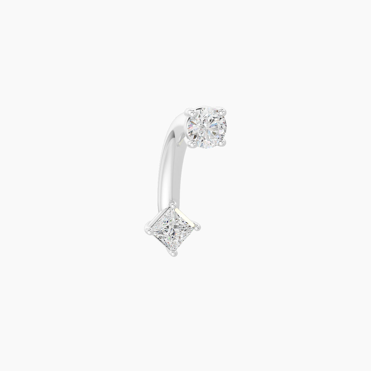 Nut | 18k White Gold 3 mm 8 mm Princess Diamond Navel Piercing