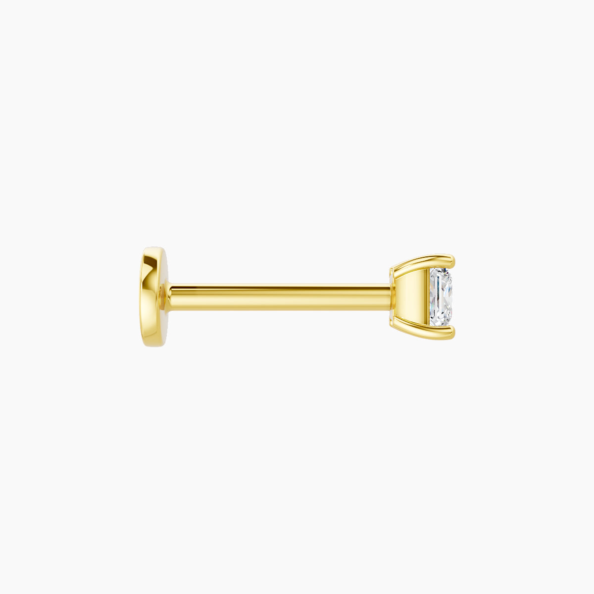 Nut | 18k Yellow Gold 3 mm 8 mm Princess Diamond Nose Piercing