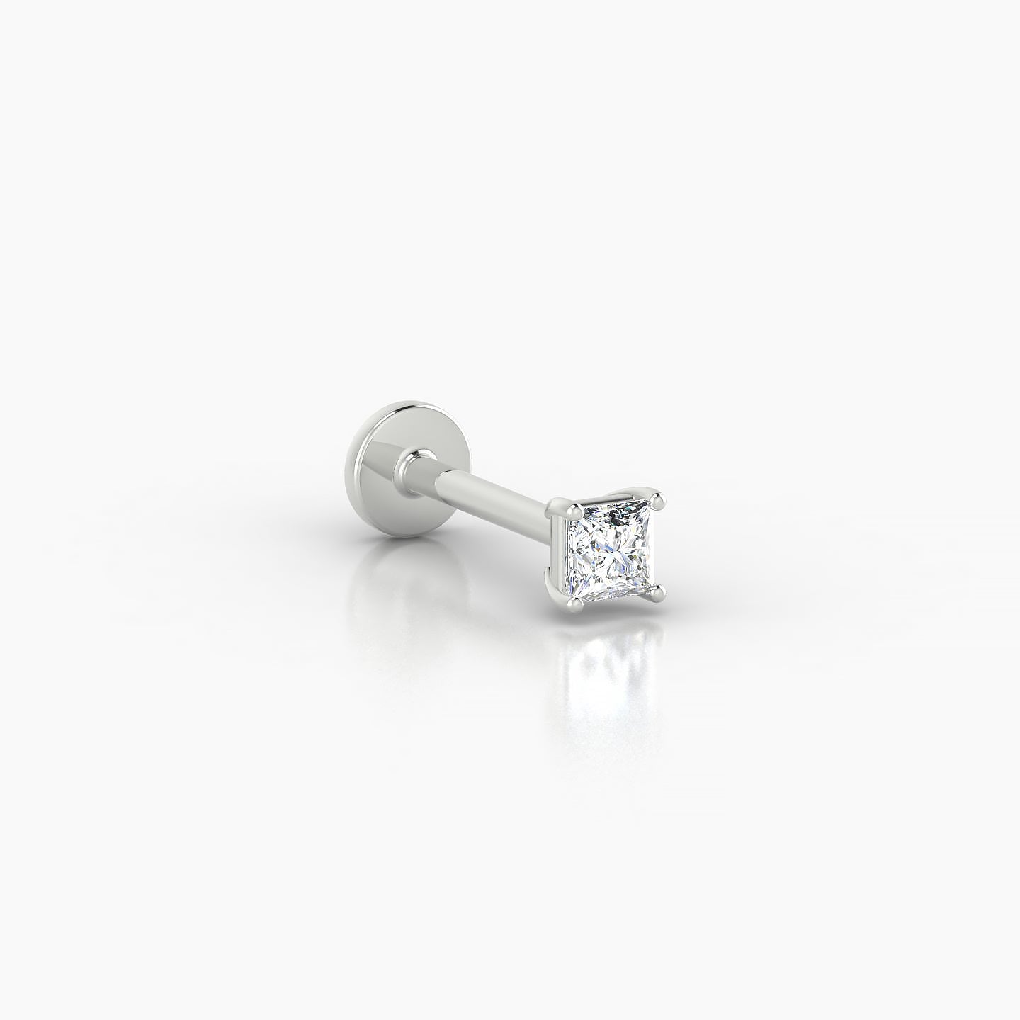 Nut | 18k White Gold 3 mm 8 mm Princess Diamond Nose Piercing