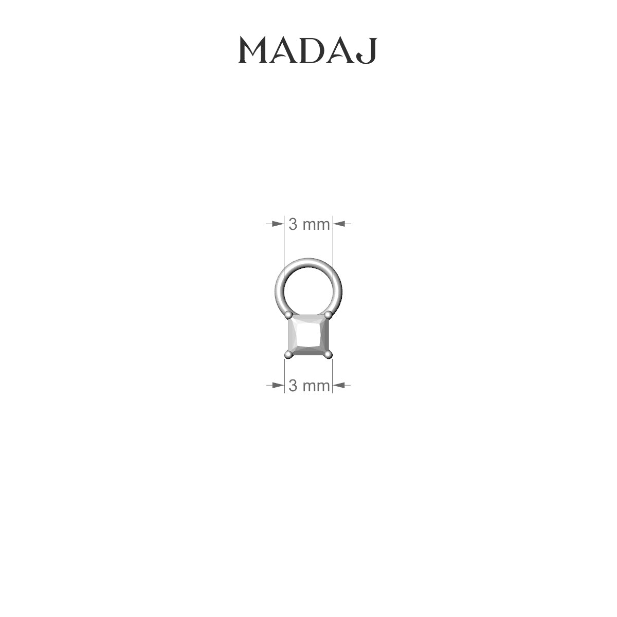 Nut | 18k Rose Gold 3 mm Princess Diamond Charm