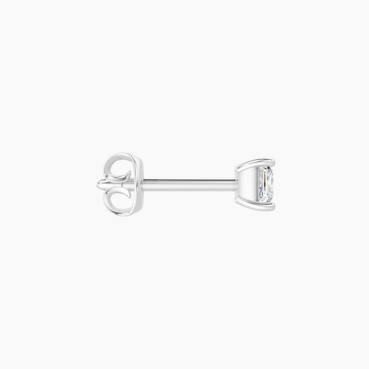 Nut | 18k White Gold 3 mm Princess Diamond Earring