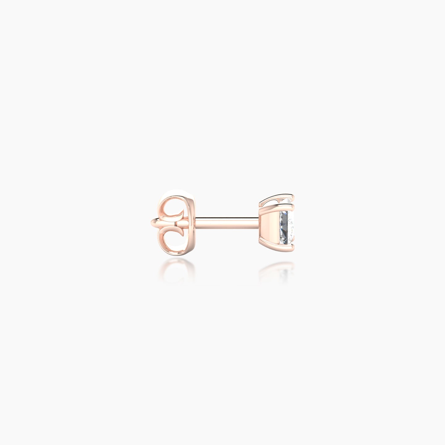 Nut | 18k Rose Gold 3 mm Princess Diamond Earring