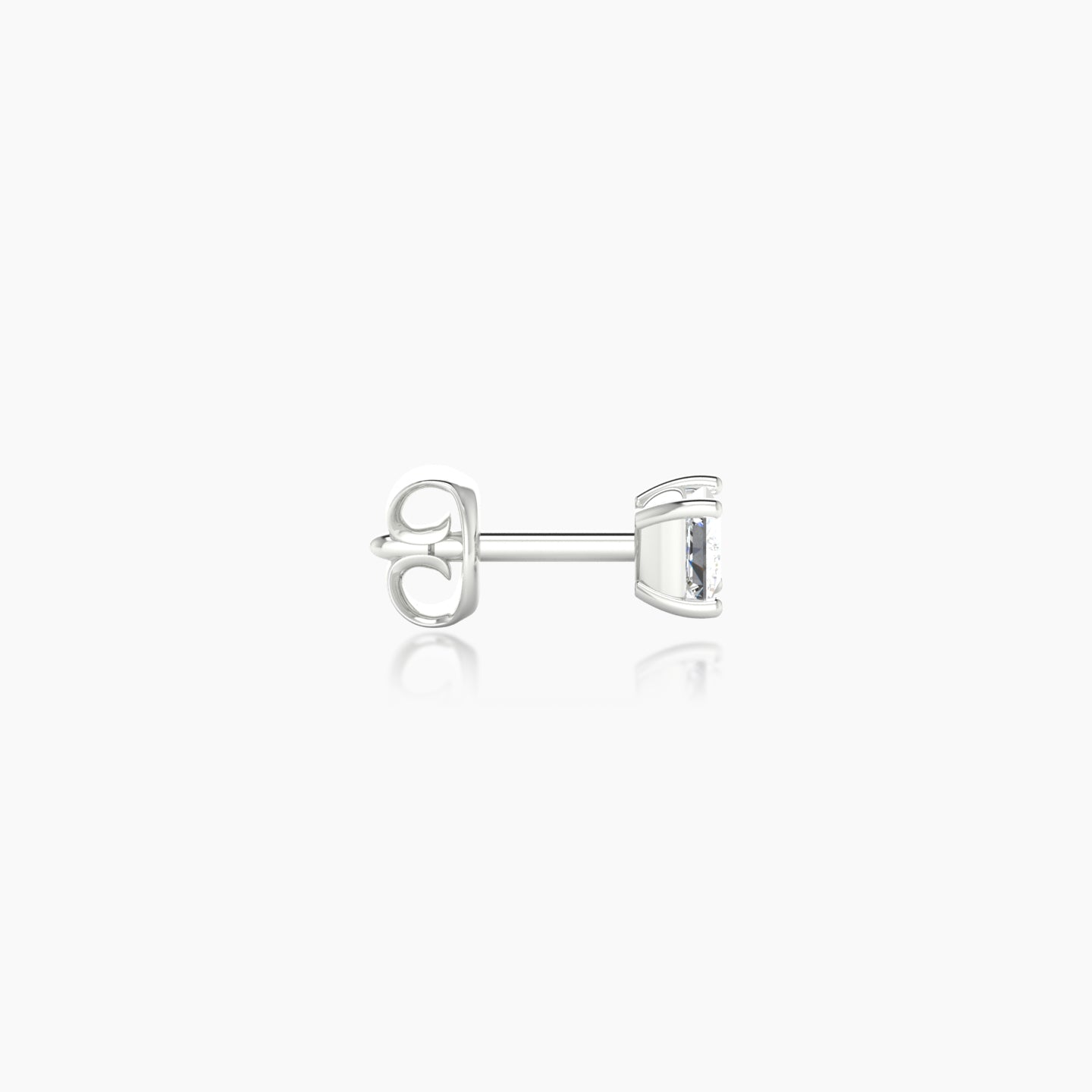 Nut | 18k White Gold 3 mm Princess Diamond Earring