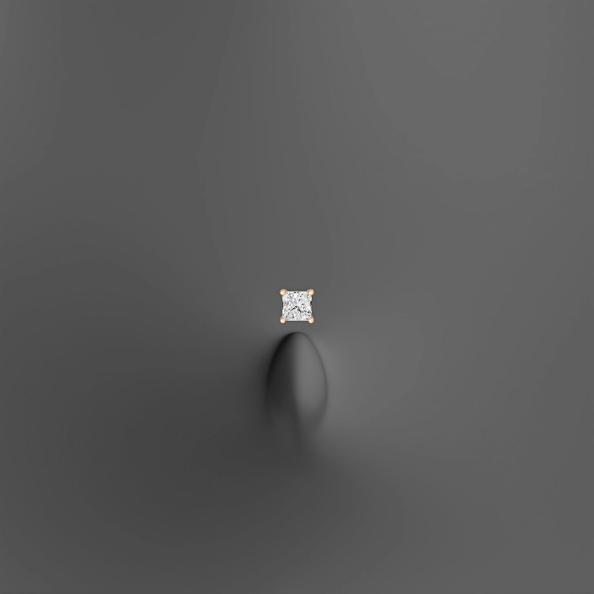 Nut | 18k Rose Gold 3.5 mm 10 mm Princess Diamond Floating Navel Piercing