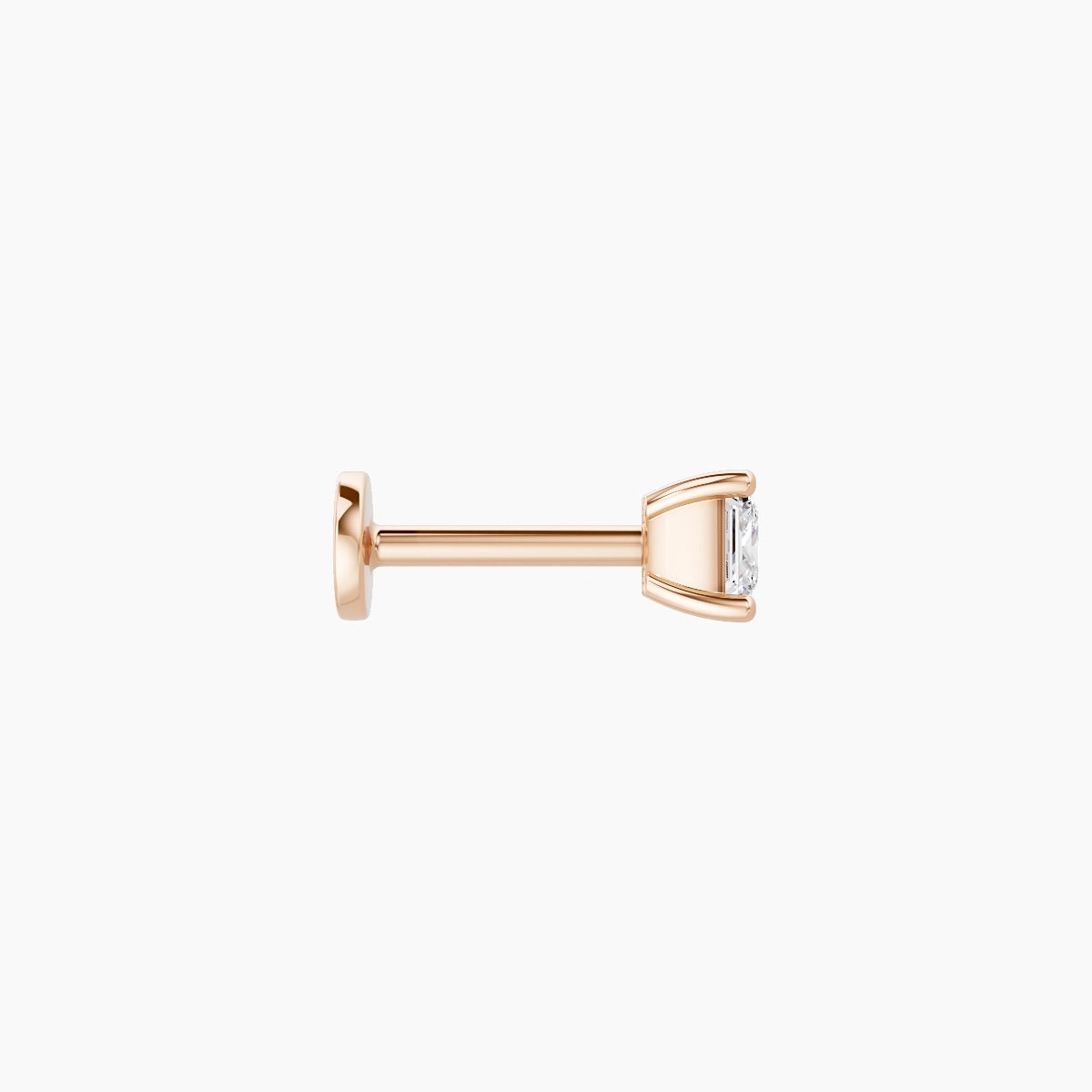 Nut | Piercing Diamant Princesse Or Rose 18k Hypoallergénique 3.5 mm 6.5 mm