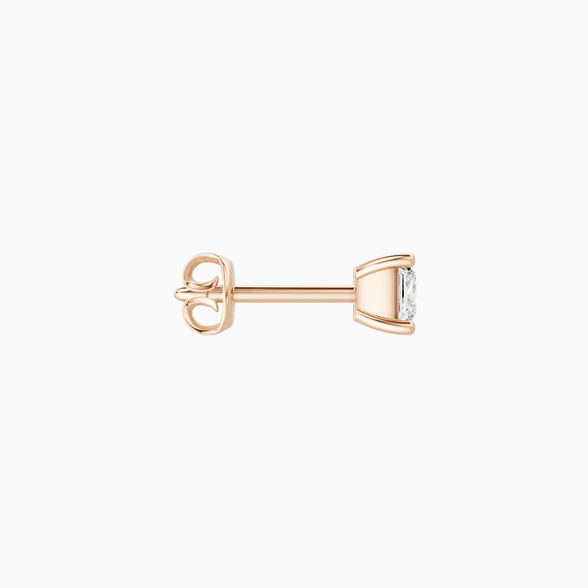 Nut | 18k Rose Gold 3.5 mm Princess Diamond Earring