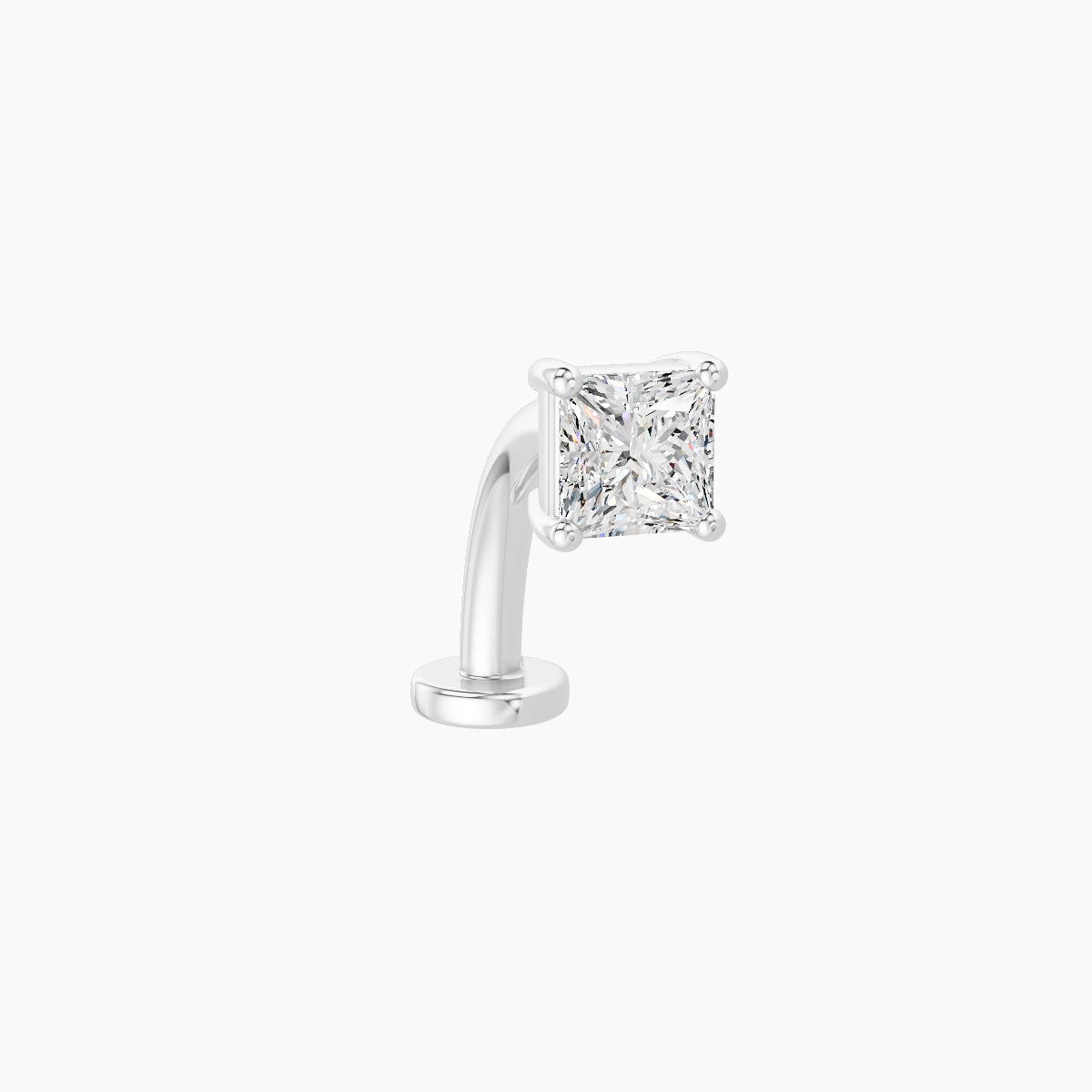 Nut | 18k White Gold 4 mm 10 mm Princess Diamond Floating Navel Piercing