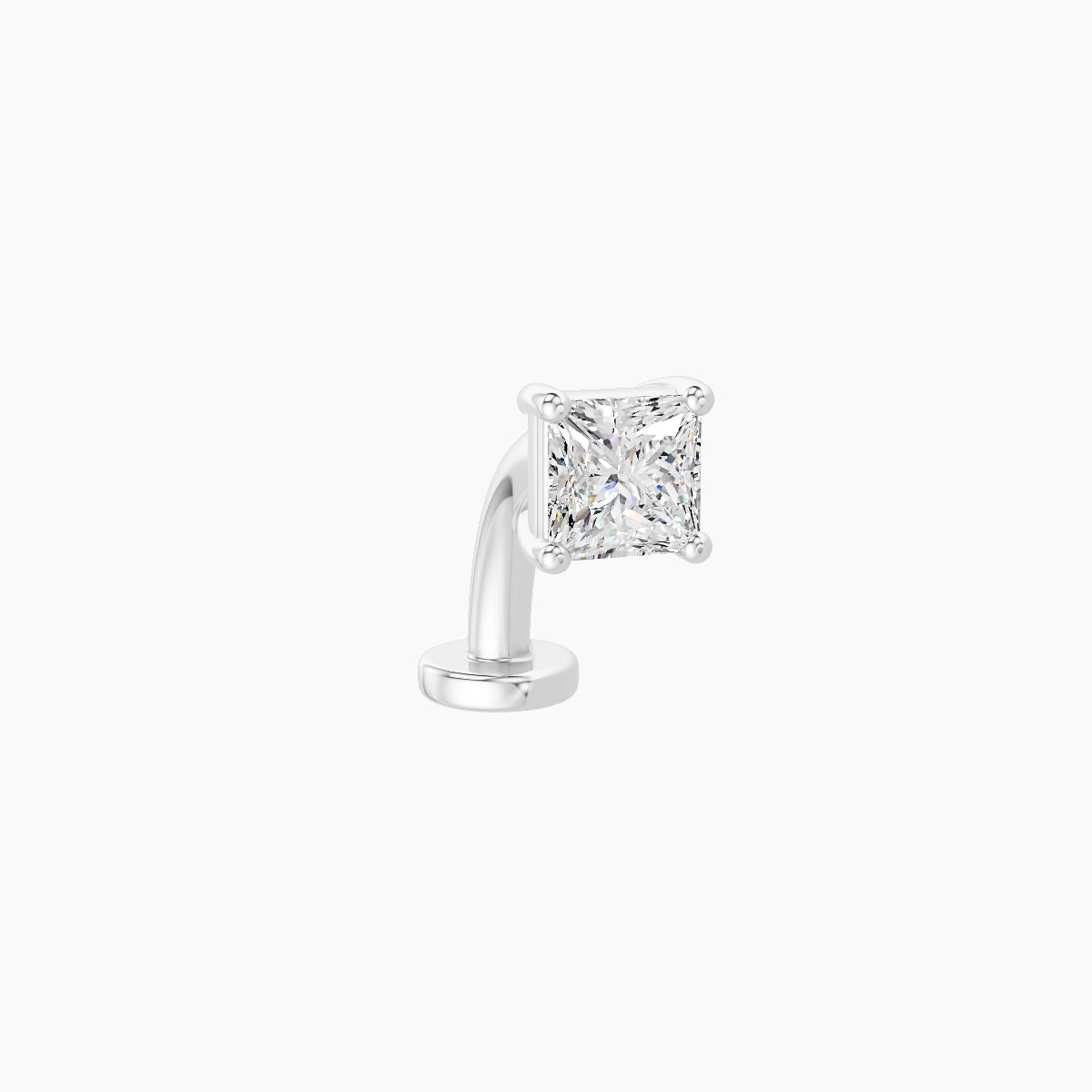 Nut | 18k White Gold 4 mm 8 mm Princess Diamond Floating Navel Piercing