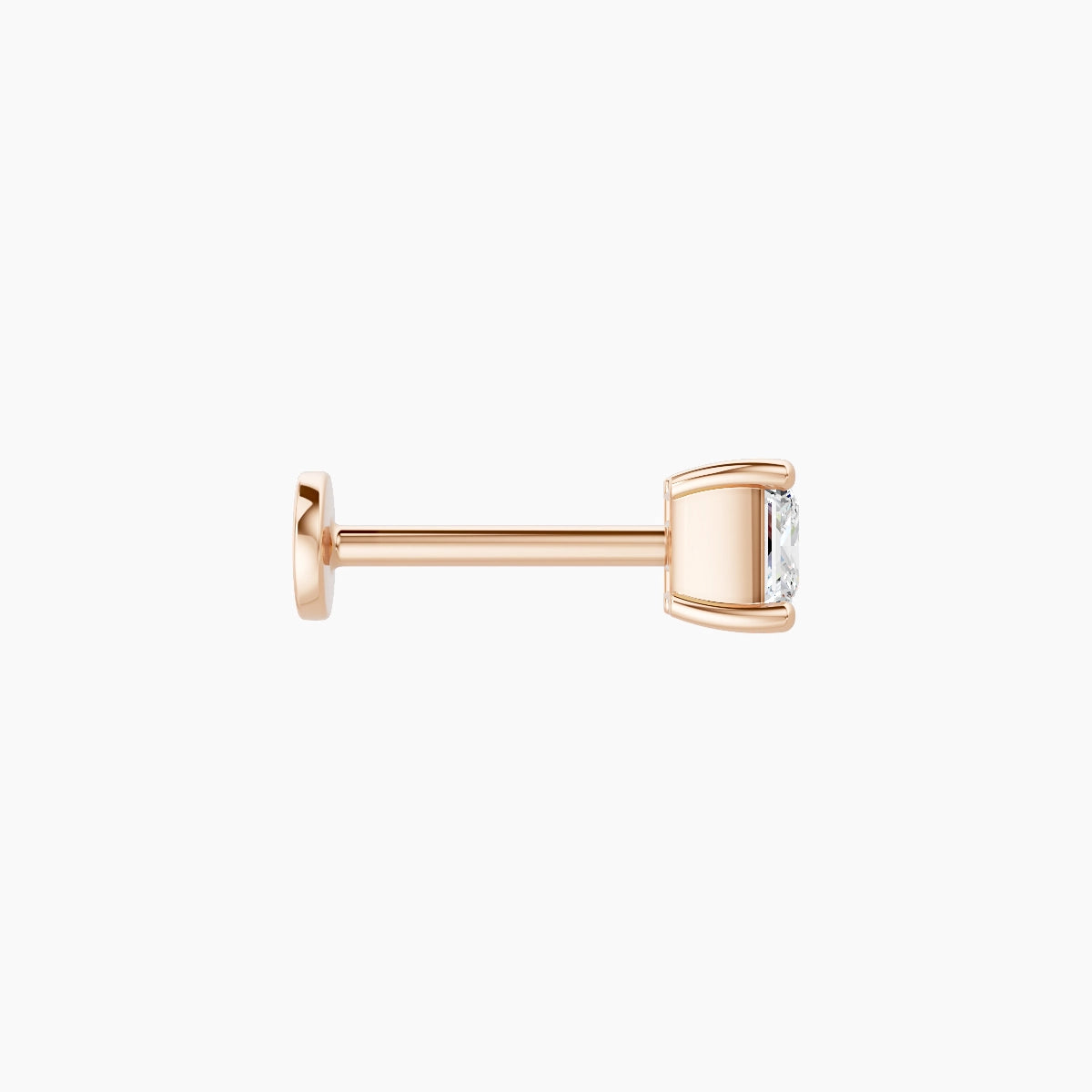 Nut | Piercing Diamant Princesse Or Rose 18k Hypoallergénique 4 mm 8 mm