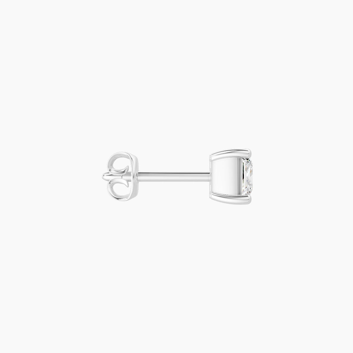Nut | 18k White Gold 4 mm Princess Diamond Earring
