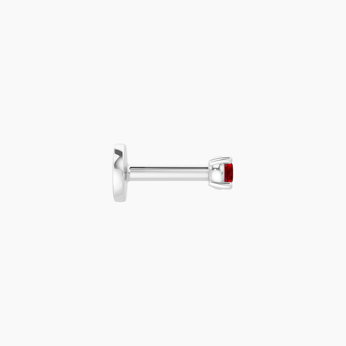 Nut | 18k White Gold 5 mm 2 mm Round Ruby Nose Piercing