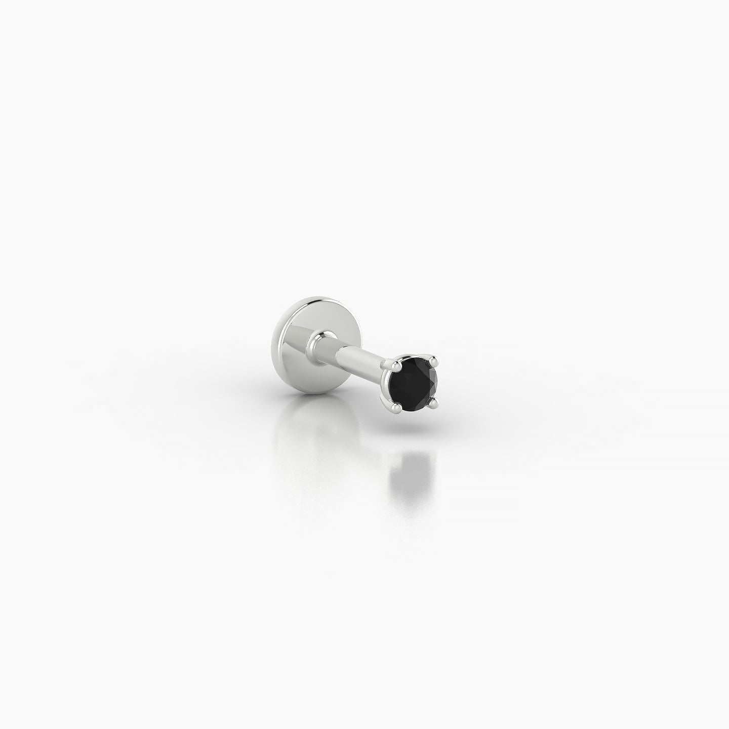 Nut | 18k White Gold 5 mm 2 mm Round Black Diamond Nose Piercing