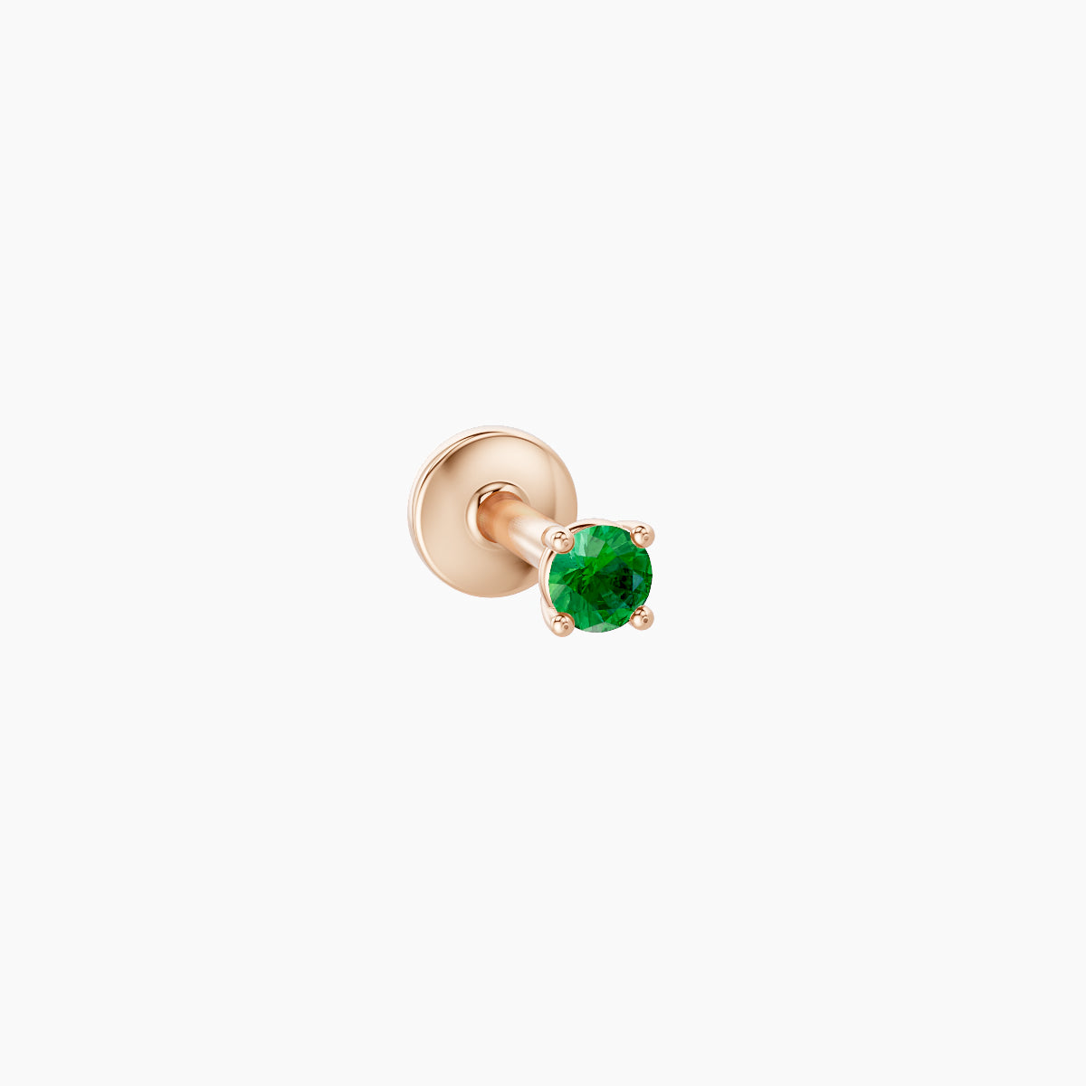 Nut | 18k Rose Gold 5 mm 2 mm Round Emerald Piercing