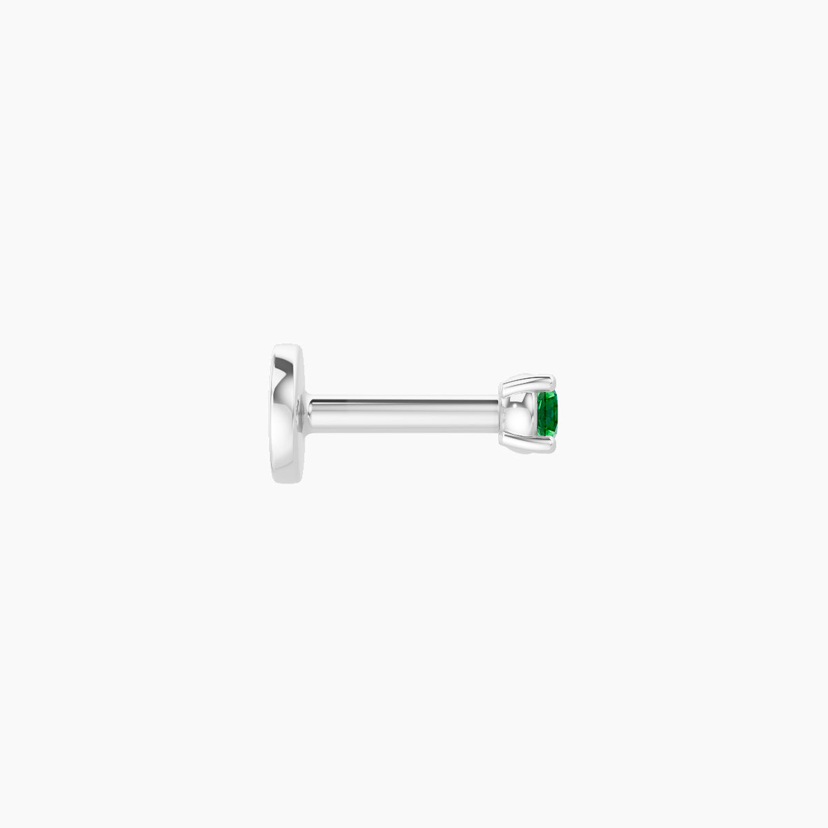 Nut | 18k White Gold 5 mm 2 mm Round Emerald Piercing
