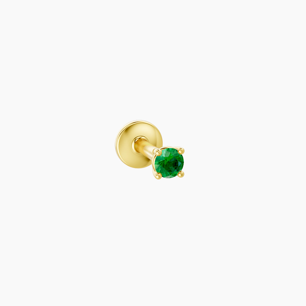 Nut | 18k Yellow Gold 5 mm 2 mm Round Emerald Piercing