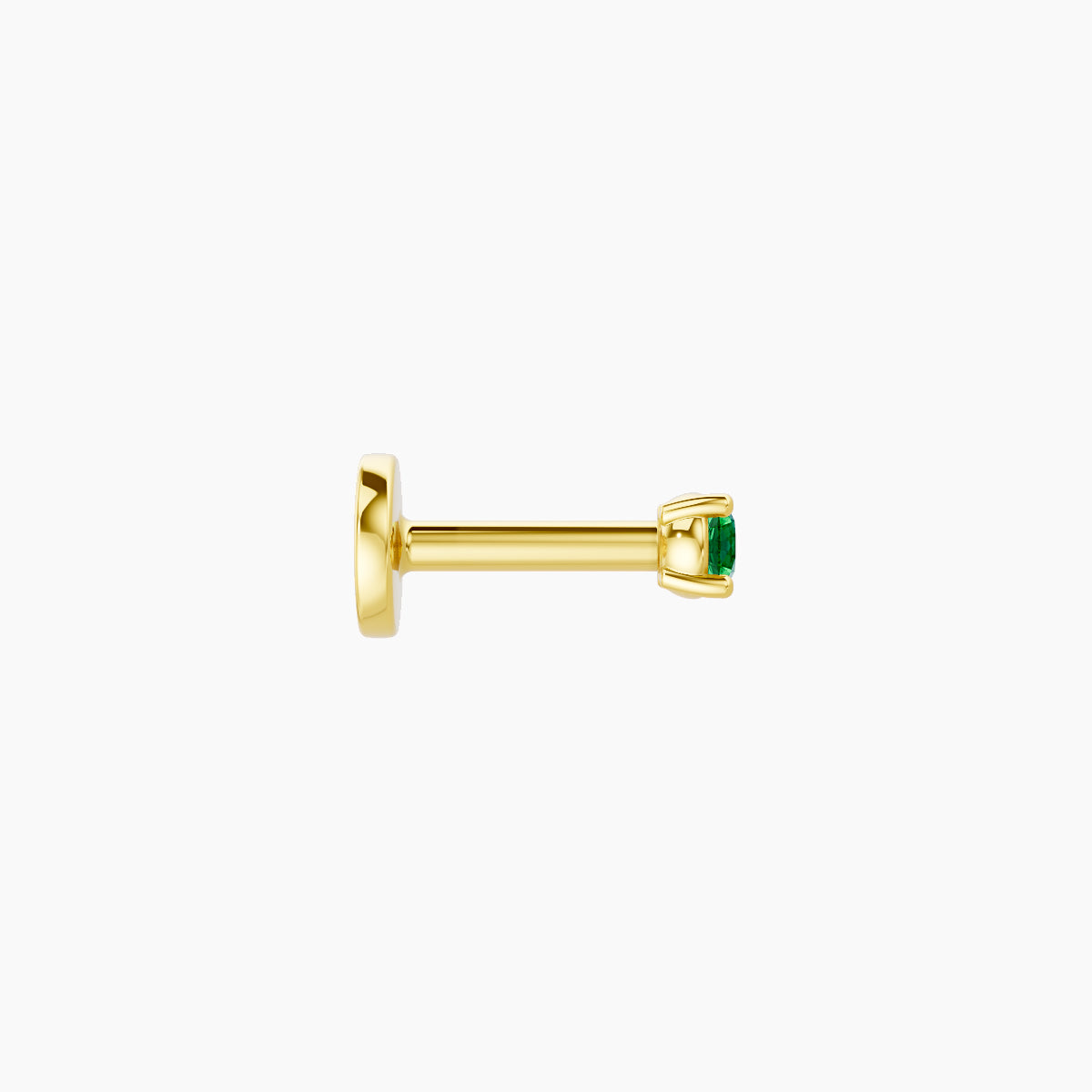 Nut | 18k Yellow Gold 5 mm 2 mm Round Emerald Piercing