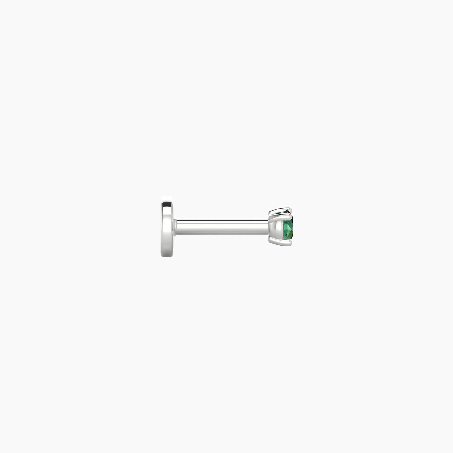 Nut | 18k White Gold 5 mm 2 mm Round Emerald Piercing