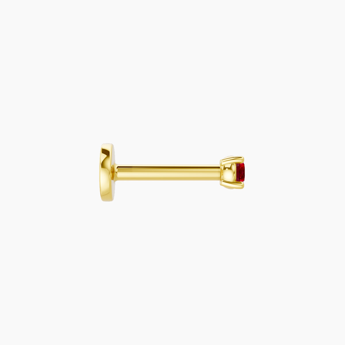 Nut | 18k Yellow Gold 6.5 mm 2 mm Round Ruby Nose Piercing