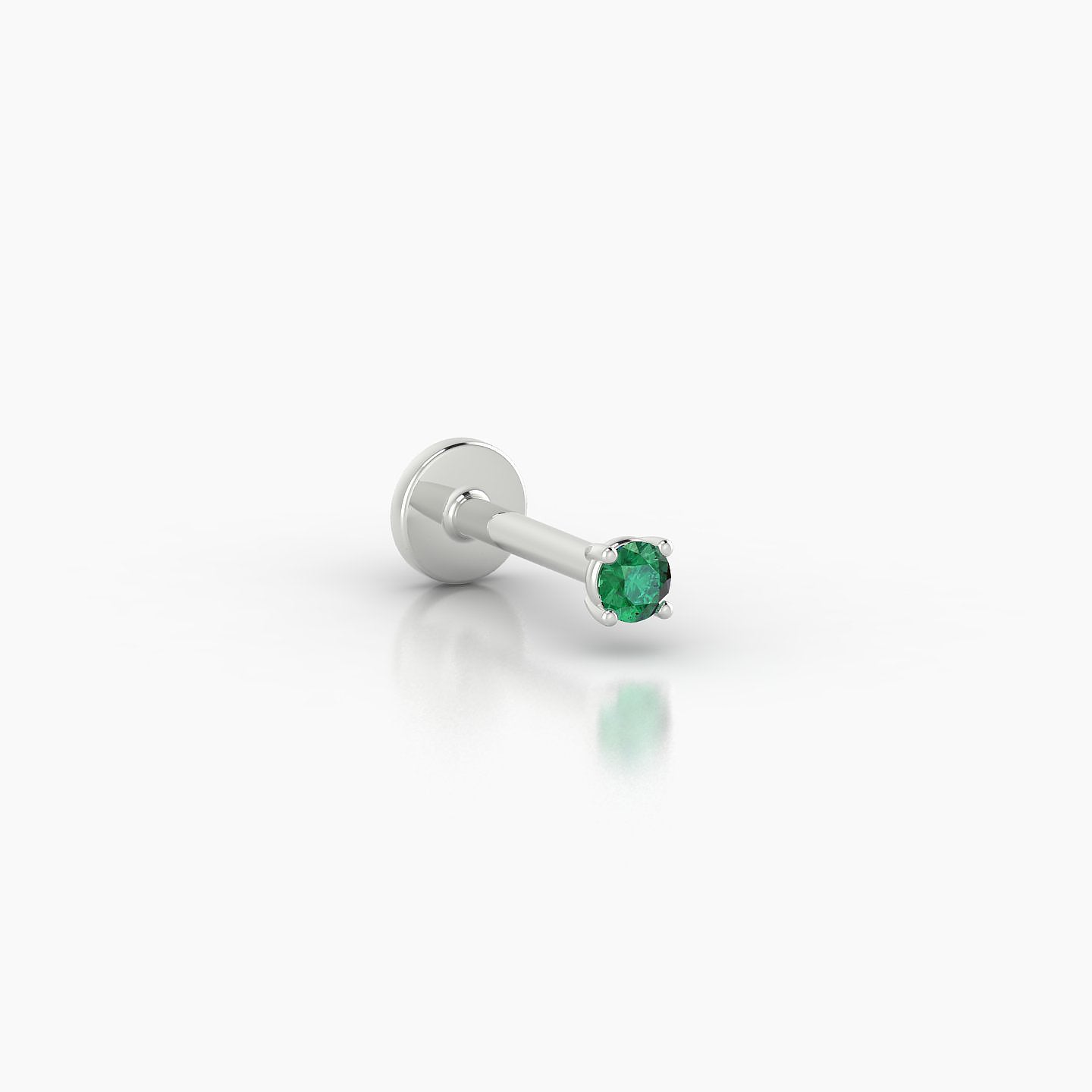 Nut | 18k White Gold 6.5 mm 2 mm Round Emerald Nose Piercing