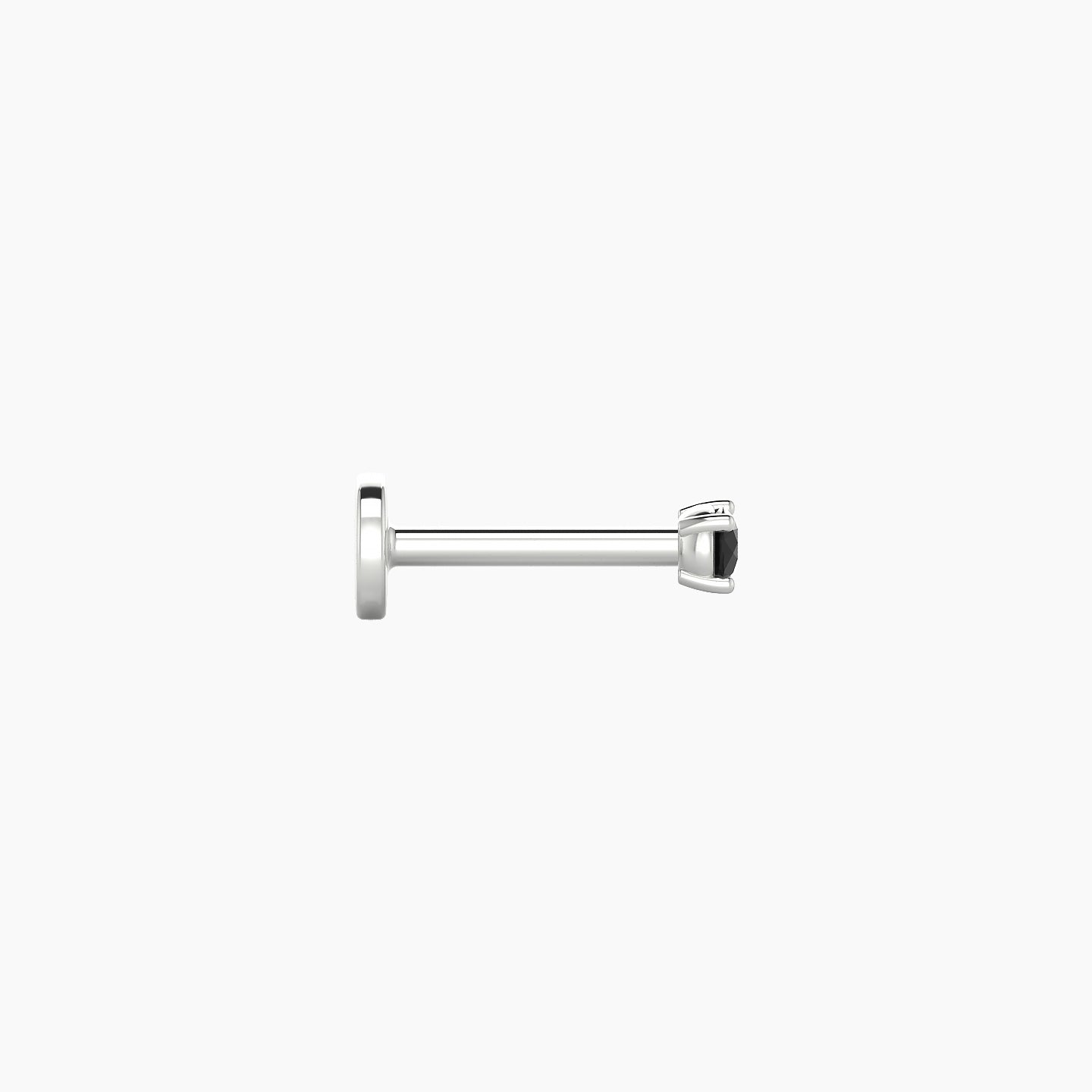 Nut | 18k White Gold 6.5 mm 2 mm Round Black Diamond Nose Piercing
