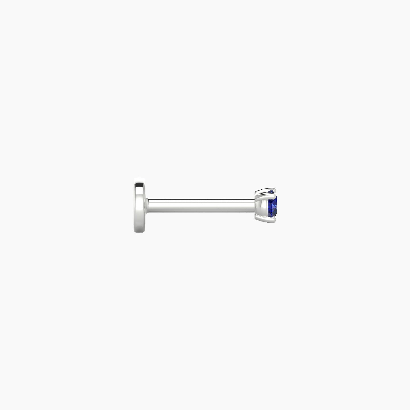 Nut | 18k White Gold 6.5 mm 2 mm Round Sapphire Nose Piercing
