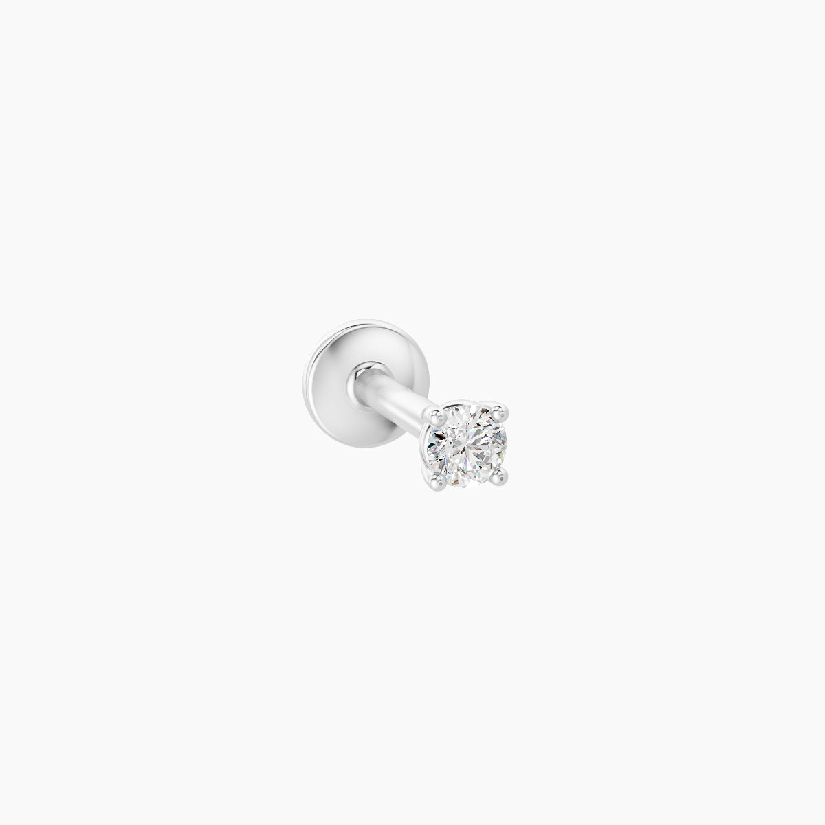 Nut | 18k White Gold 2 mm 6.5 mm Round Diamond Piercing