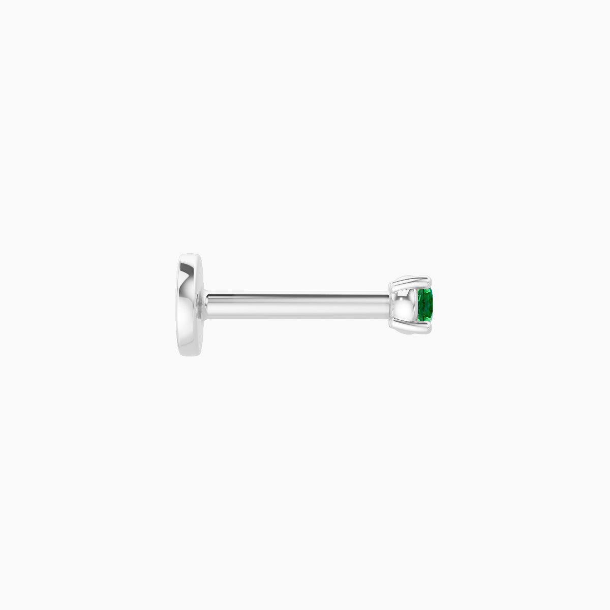 Nut | 18k White Gold 6.5 mm 2 mm Round Emerald Piercing