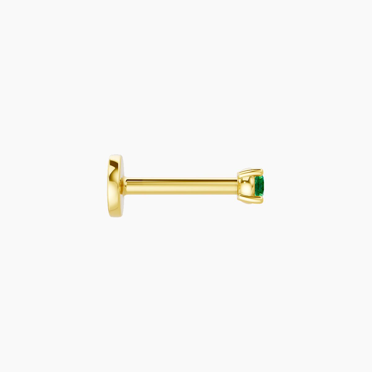 Nut | 18k Yellow Gold 6.5 mm 2 mm Round Emerald Piercing