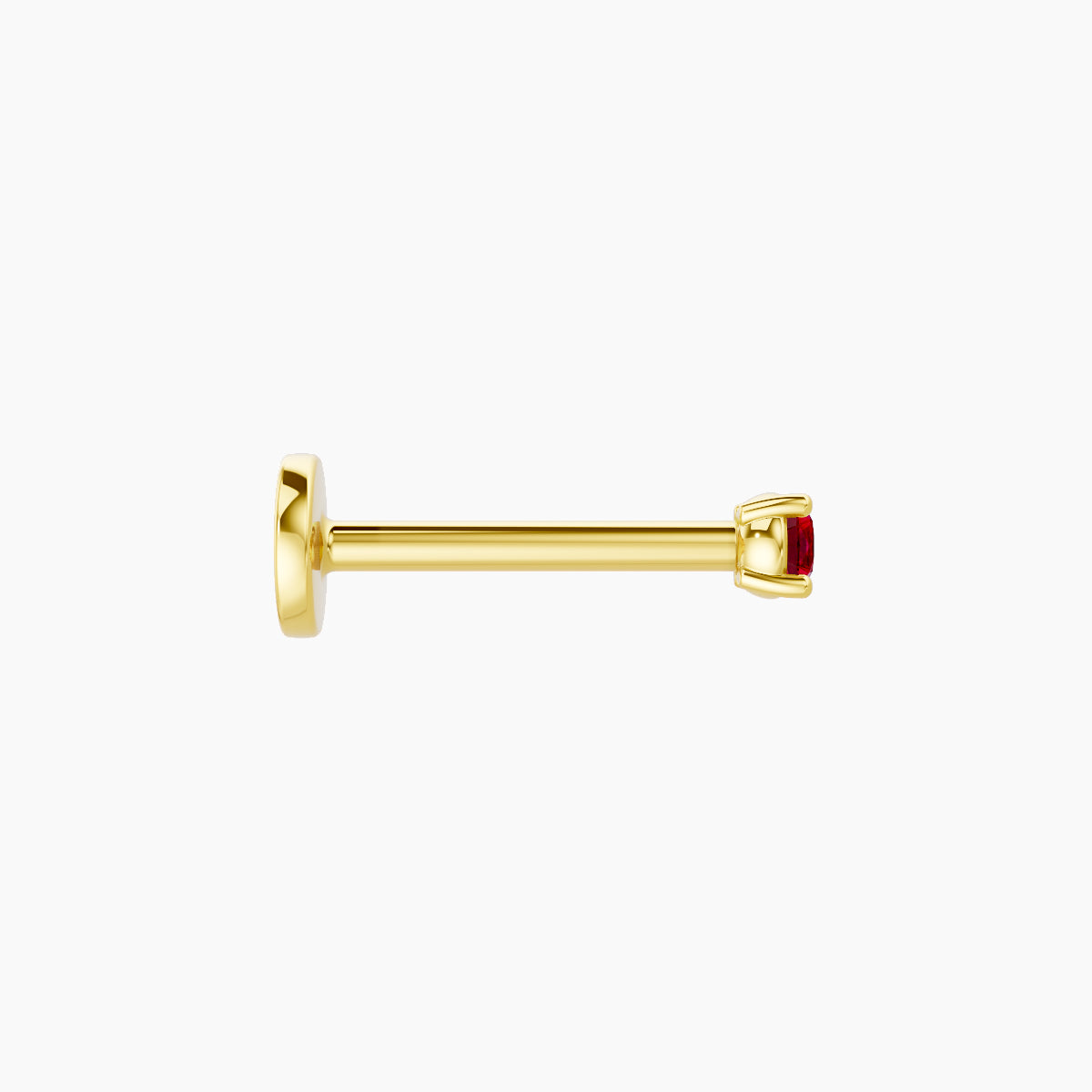 Nut | 18k Yellow Gold 8 mm 2 mm Round Ruby Nose Piercing