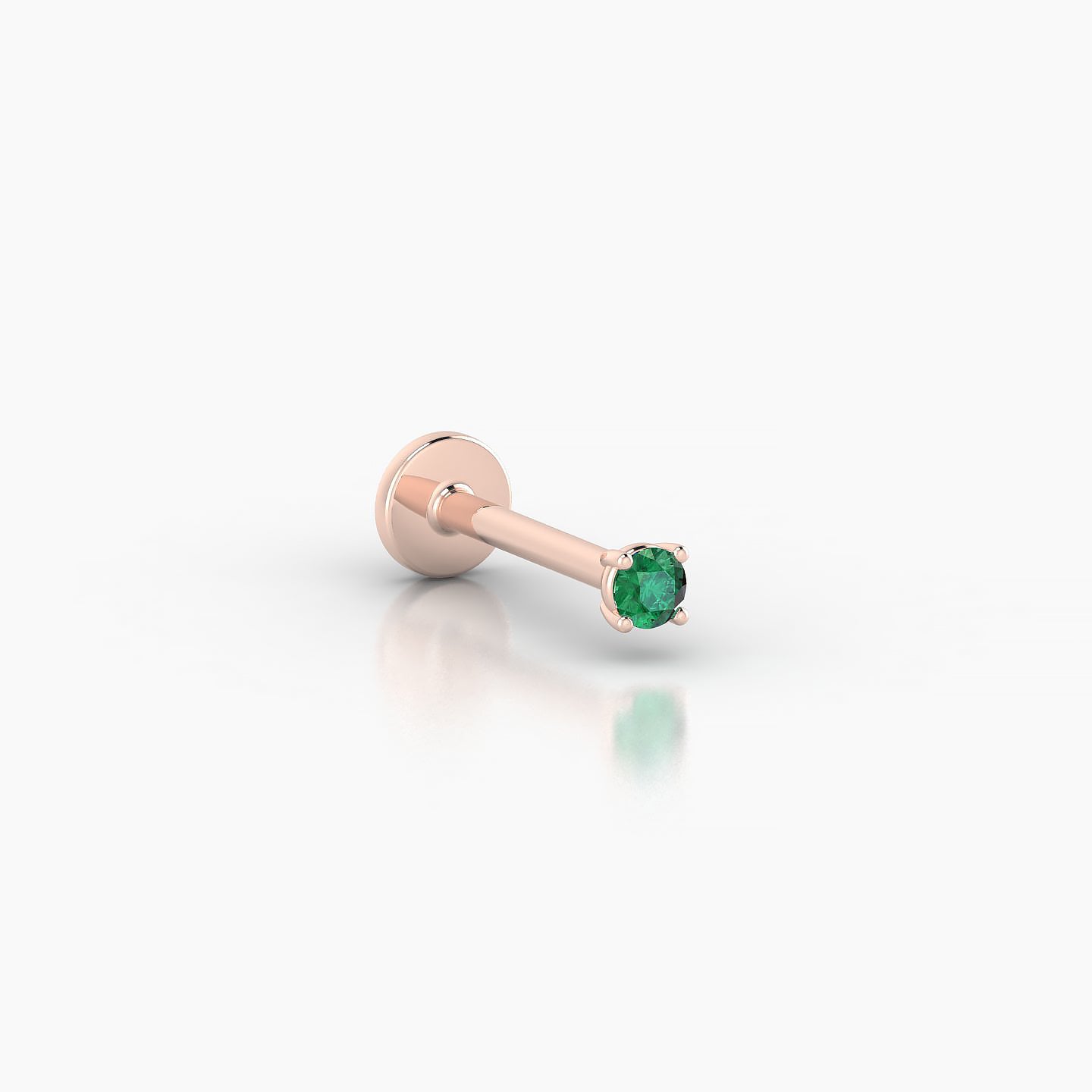 Nut | 18k Rose Gold 8 mm 2 mm Round Emerald Nose Piercing