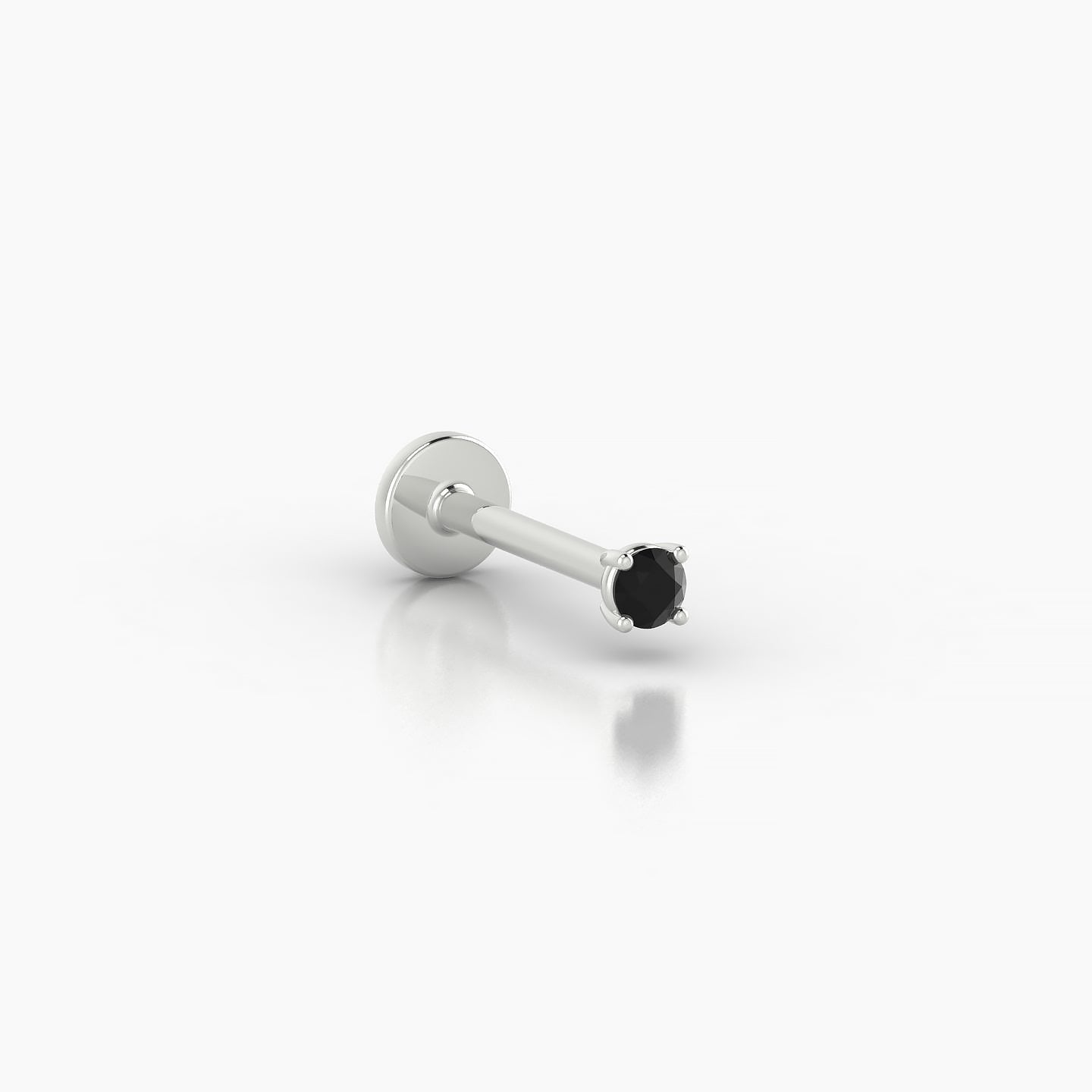 Nut | 18k White Gold 8 mm 2 mm Round Black Diamond Nose Piercing