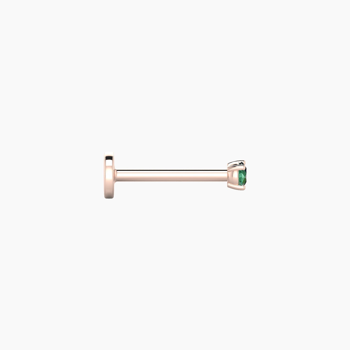 Nut | 18k Rose Gold 8 mm 2 mm Round Emerald Nose Piercing