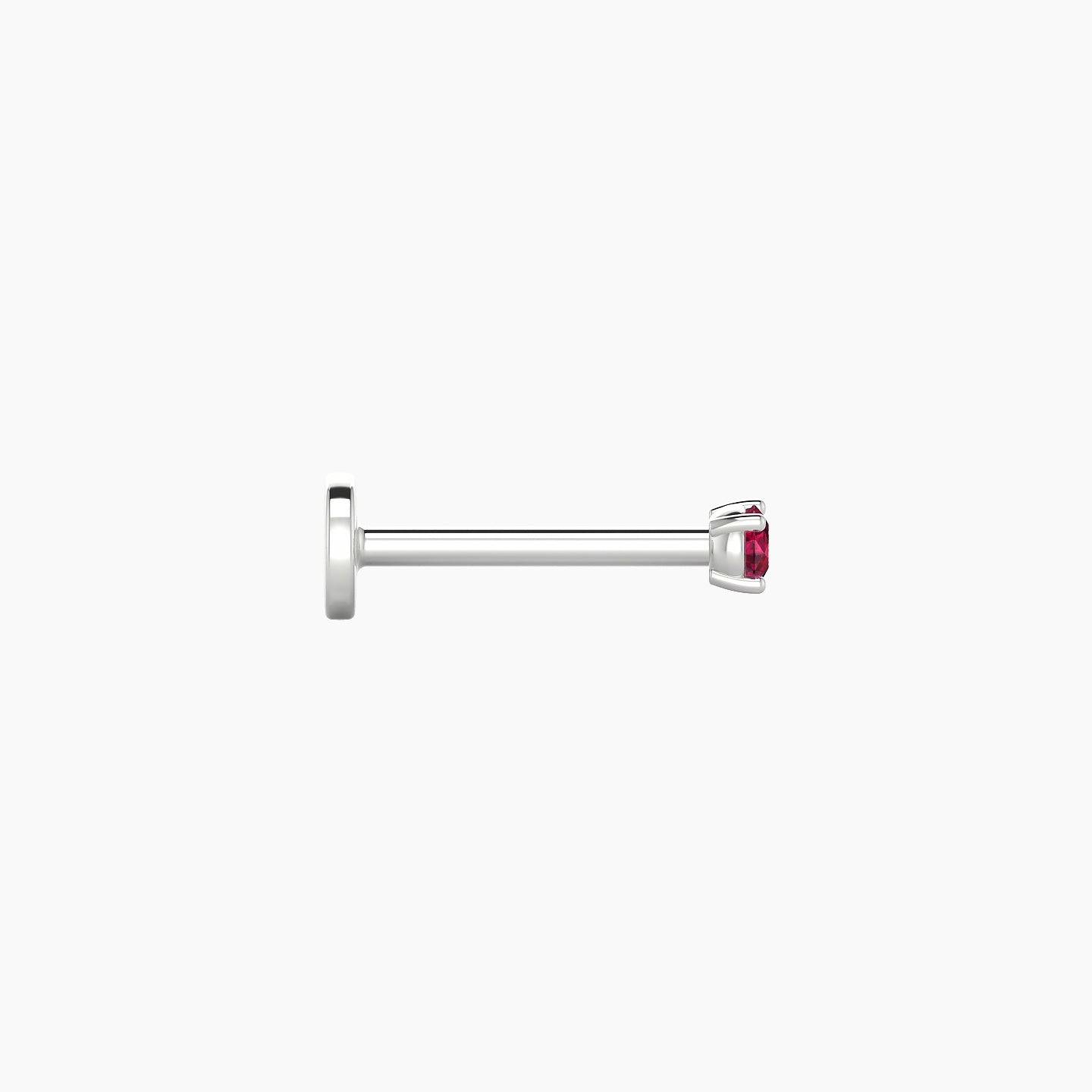 Nut | 18k White Gold 8 mm 2 mm Round Ruby Nose Piercing