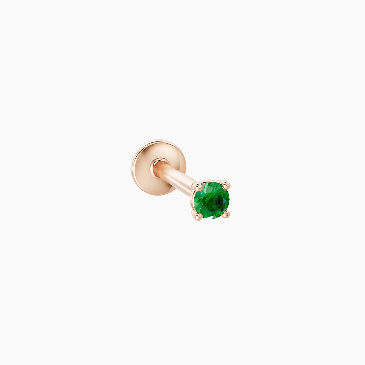 Nut | 18k Rose Gold 8 mm 2 mm Round Emerald Piercing