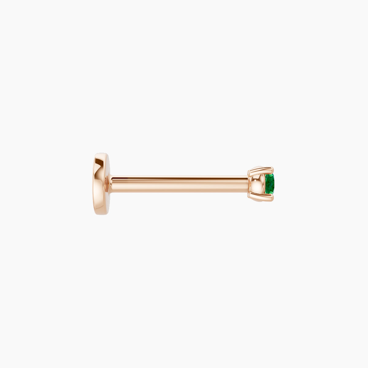 Nut | 18k Rose Gold 8 mm 2 mm Round Emerald Piercing