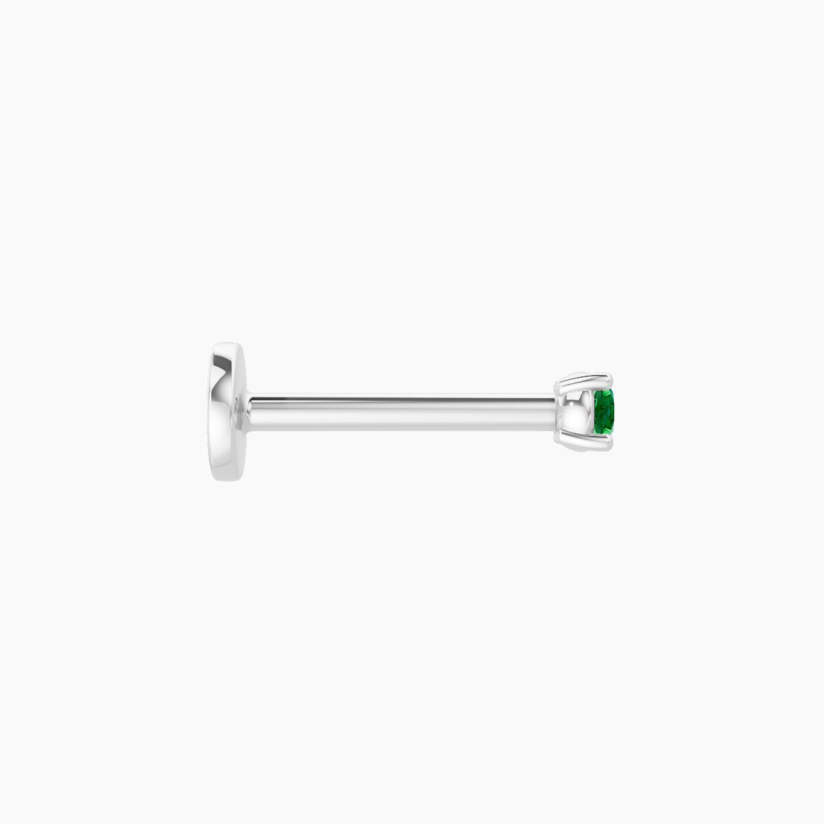 Nut | 18k White Gold 8 mm 2 mm Round Emerald Piercing