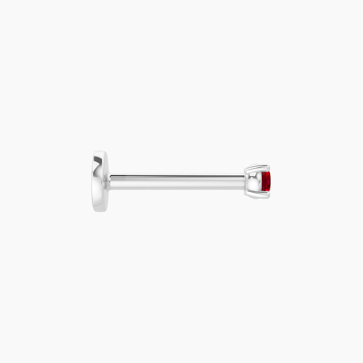 Nut | 18k White Gold 8 mm 2 mm Round Ruby Piercing
