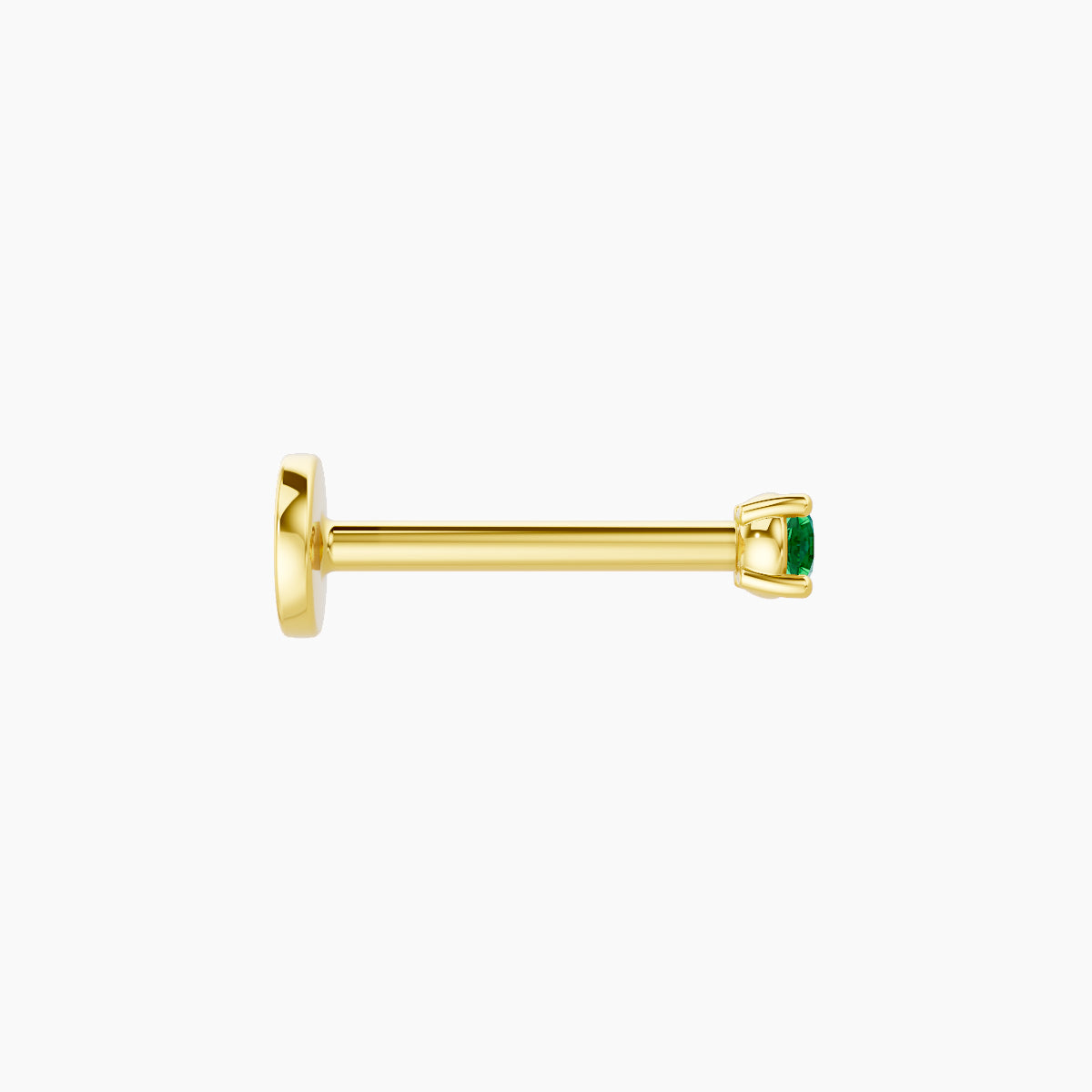 Nut | 18k Yellow Gold 8 mm 2 mm Round Emerald Piercing