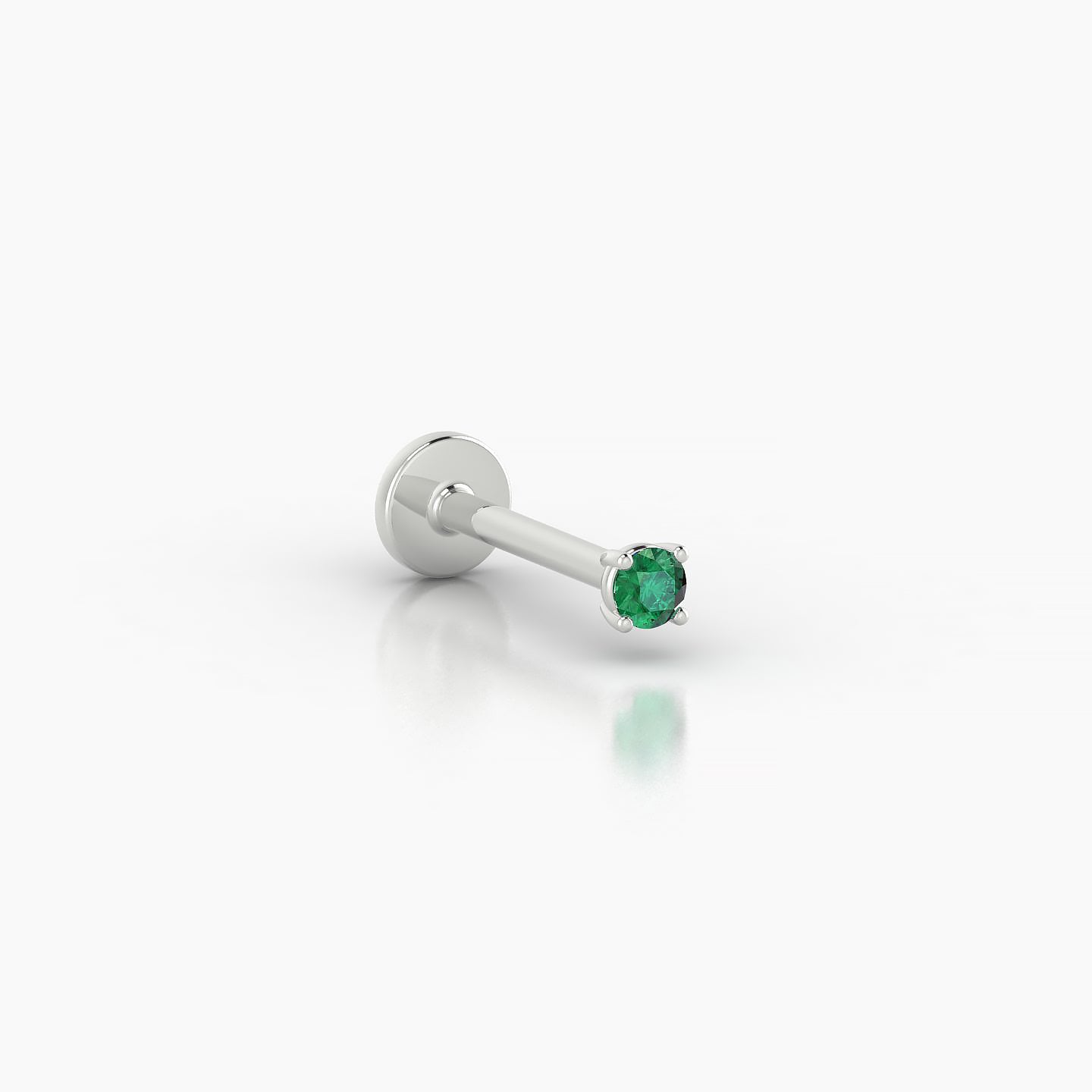 Nut | 18k White Gold 8 mm 2 mm Round Emerald Piercing
