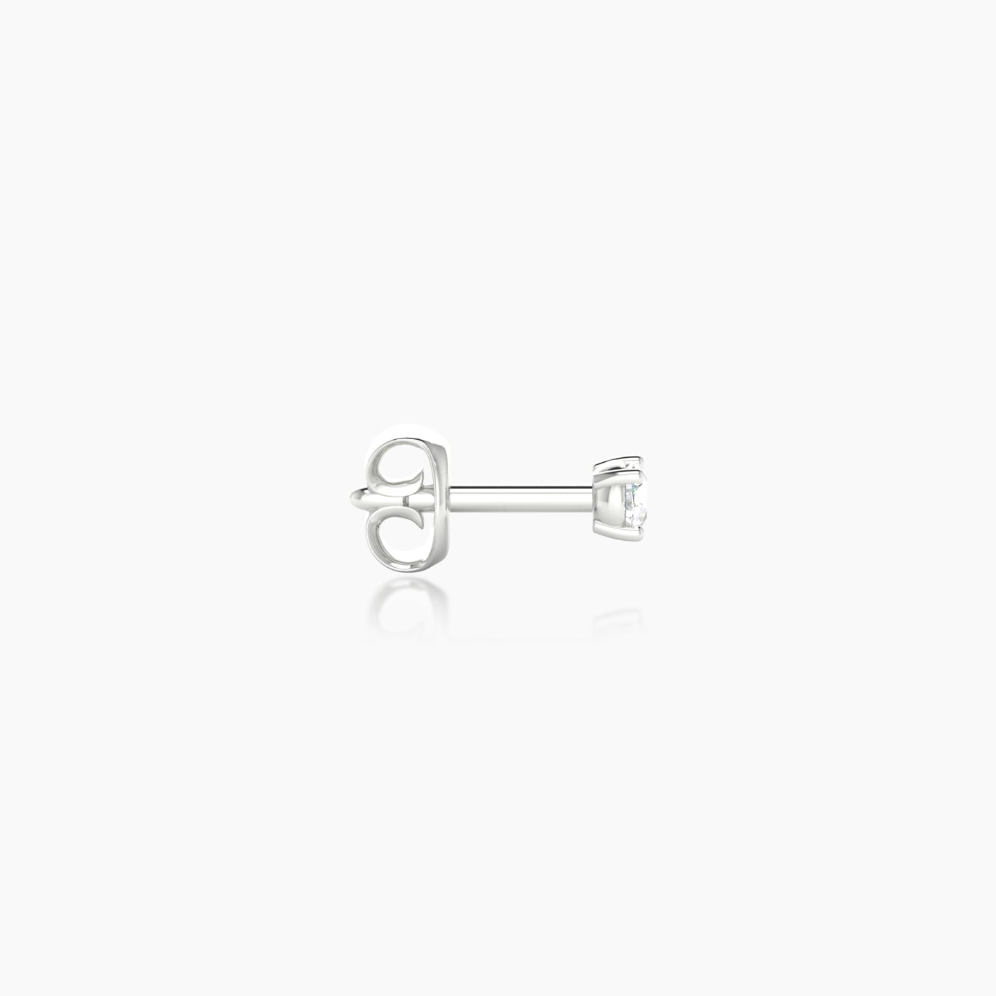 Nut | 18k White Gold 2 mm Round Diamond Earring