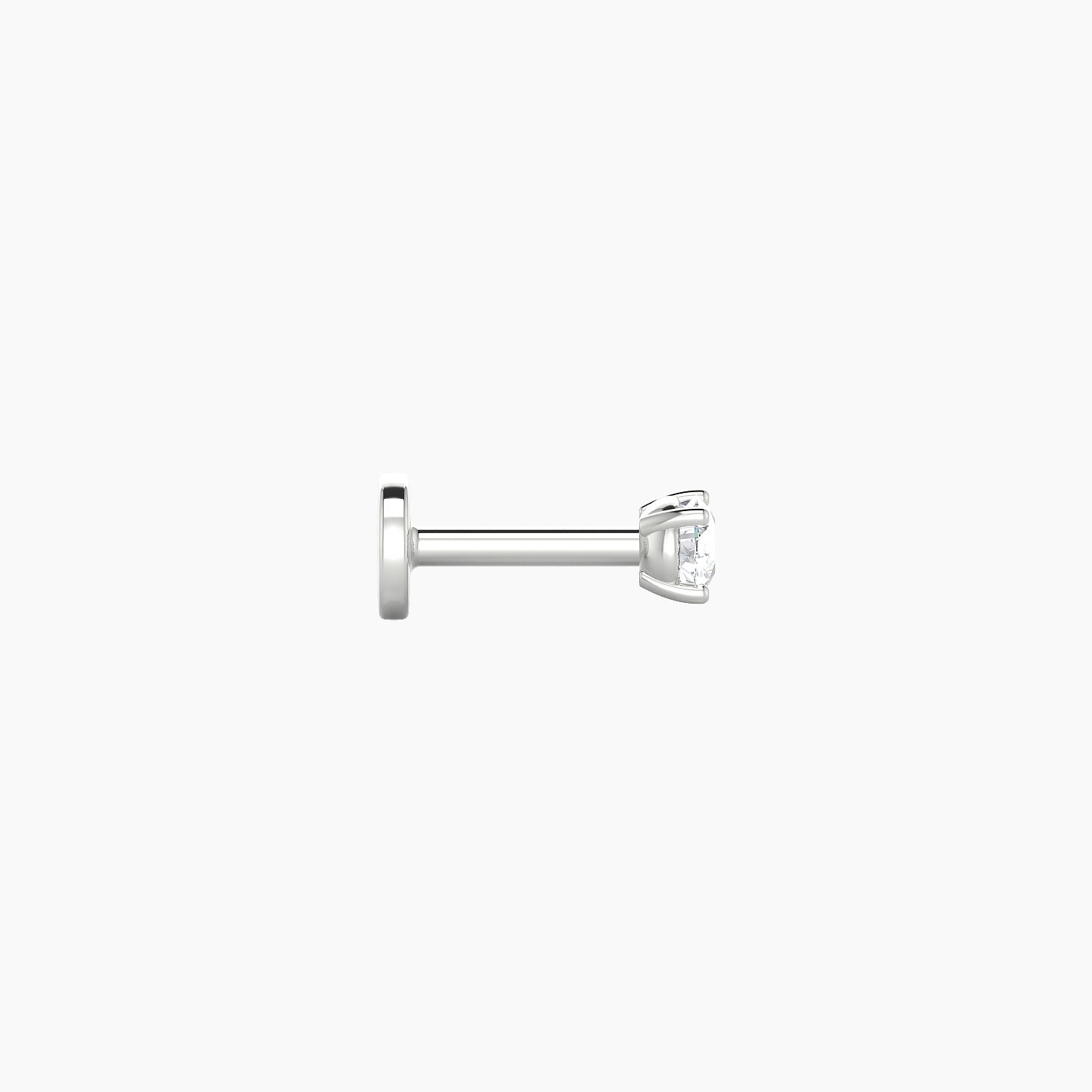 Nut | 18k White Gold 2.5 mm 5 mm Round Diamond Nose Piercing