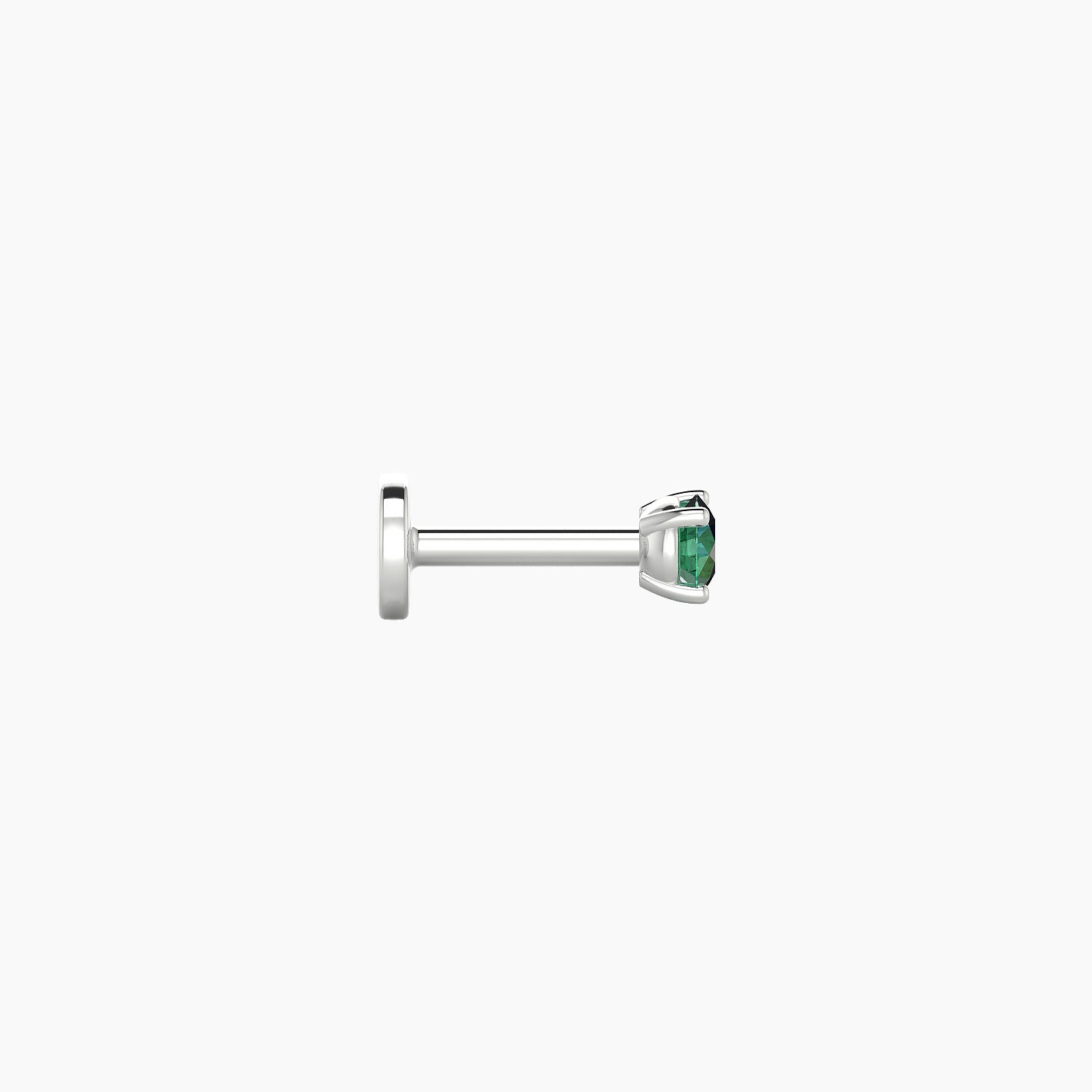 Nut | 18k White Gold 5 mm 2.5 mm Round Emerald Nose Piercing