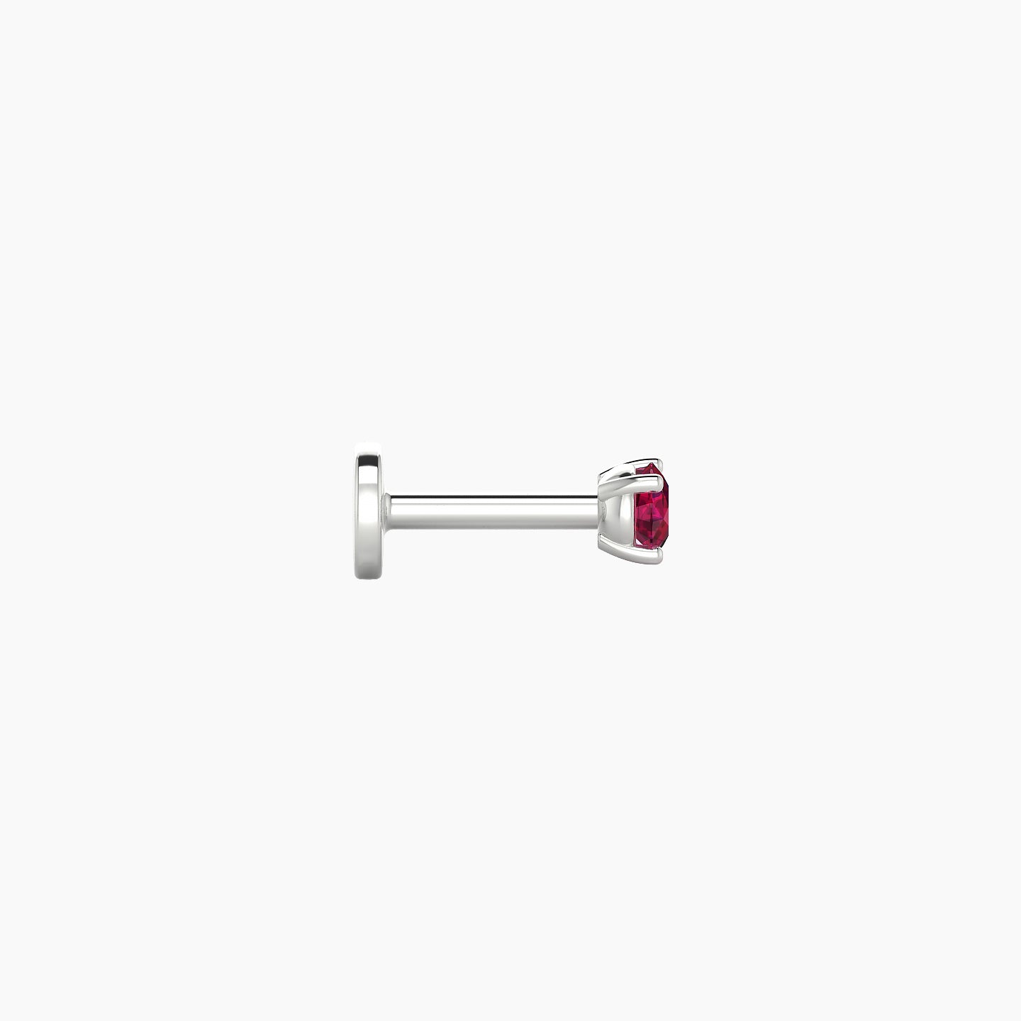 Nut | 18k White Gold 5 mm 2.5 mm Round Ruby Nose Piercing