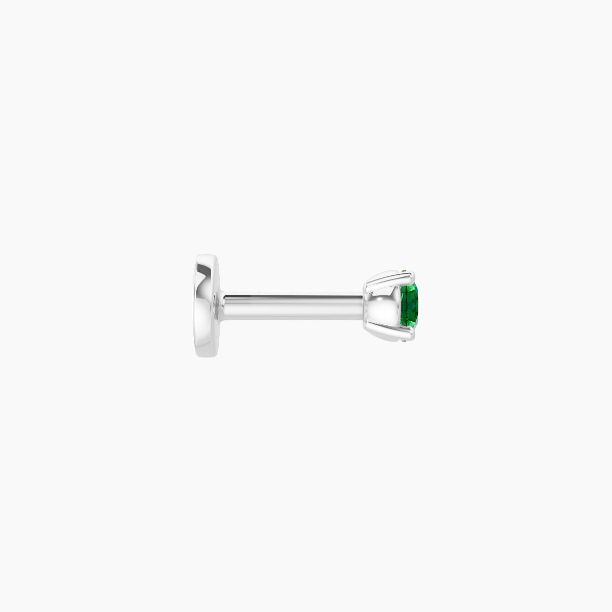 Nut | 18k White Gold 5 mm 2.5 mm Round Emerald Piercing