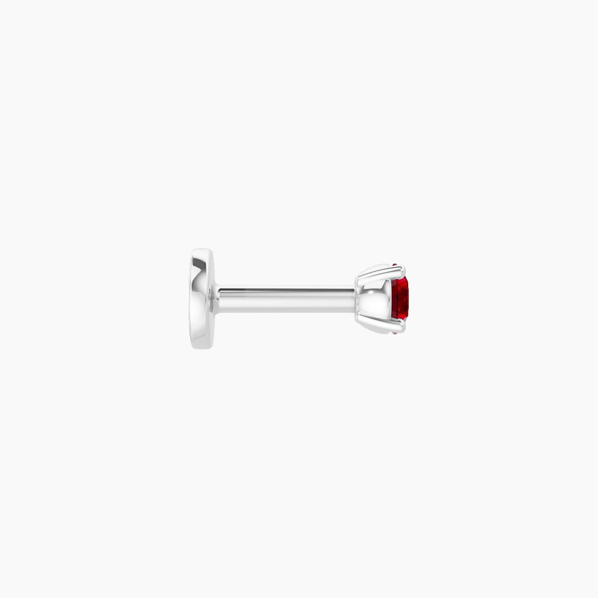 Nut | 18k White Gold 5 mm 2.5 mm Round Ruby Piercing