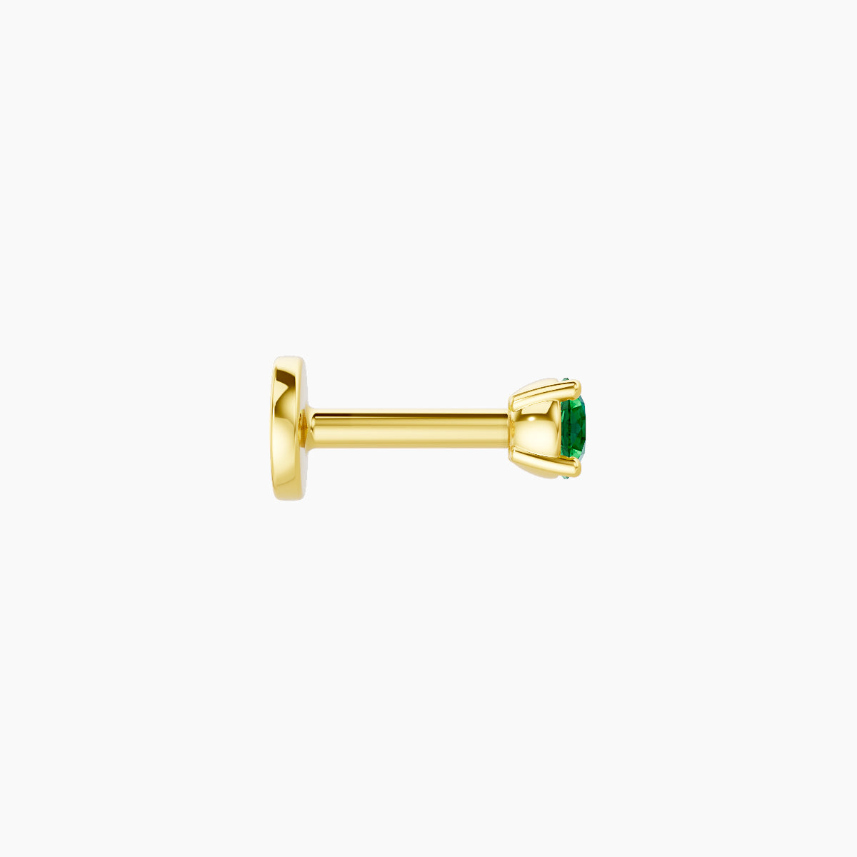 Nut | 18k Yellow Gold 5 mm 2.5 mm Round Emerald Piercing