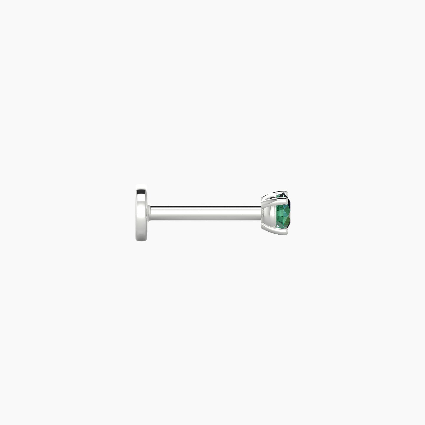 Nut | 18k White Gold 6.5 mm 2.5 mm Round Emerald Nose Piercing