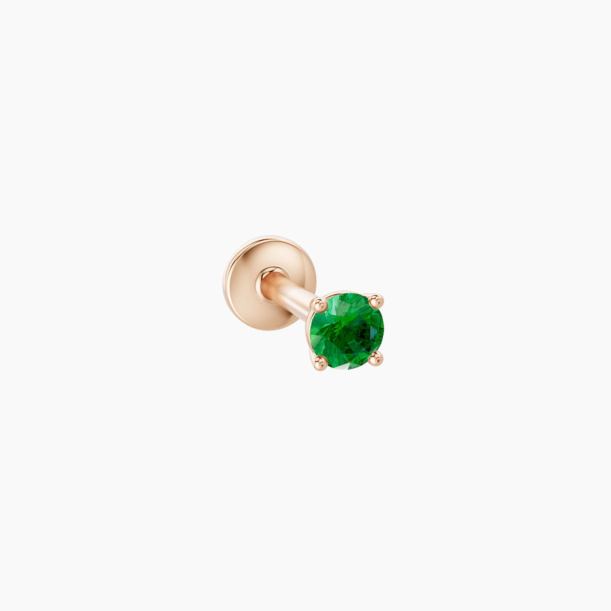 Nut | 18k Rose Gold 6.5 mm 2.5 mm Round Emerald Piercing